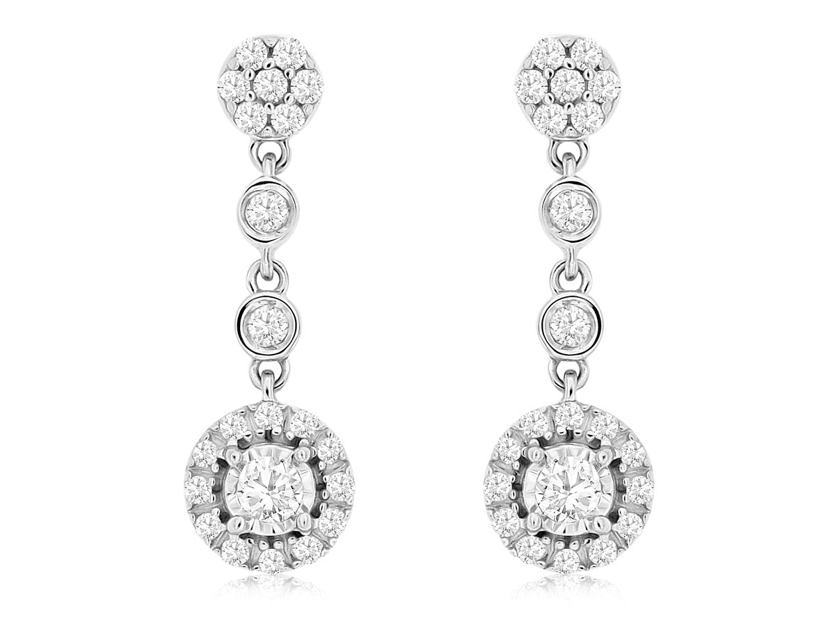 Circular Drop Diamond Earrings