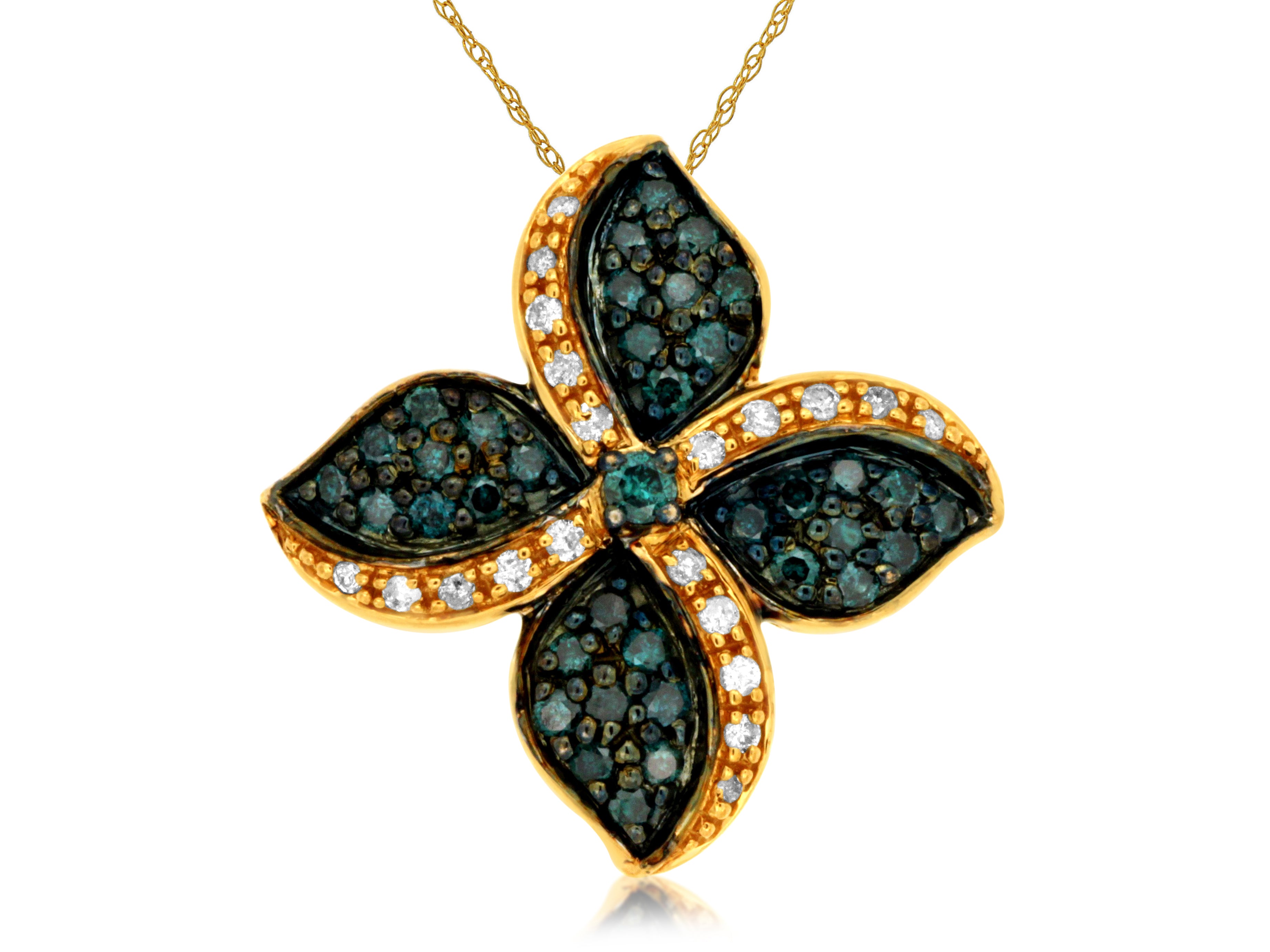 Blue Diamond Flower Pendant