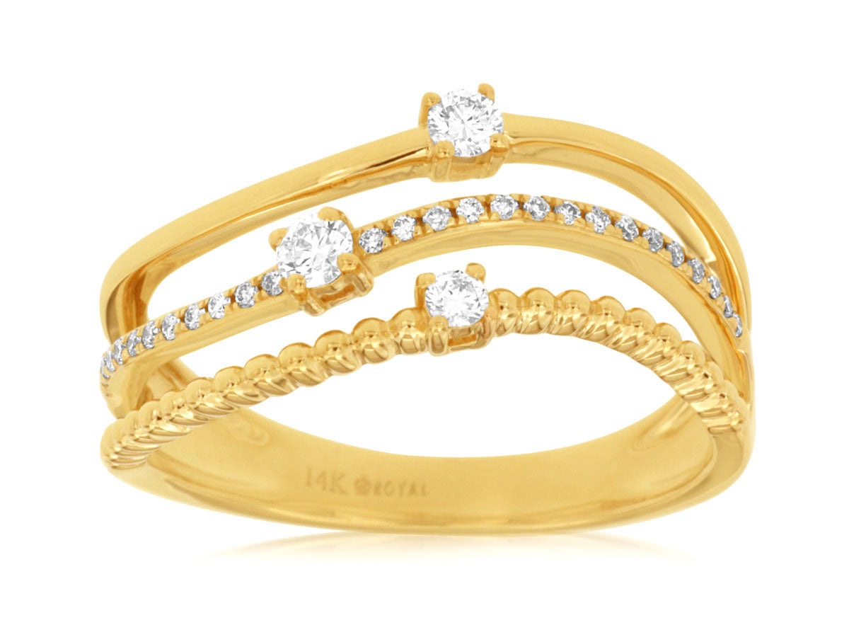 Twisted 3 band Diamond Ring