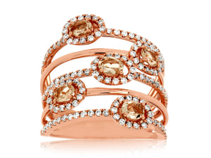 5 stone Morganite and Diamond Band