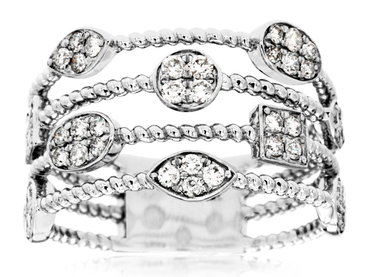 Fancy 4 Band Diamond Ring
