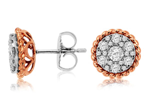 Two-Tone Pave Stud Earrings