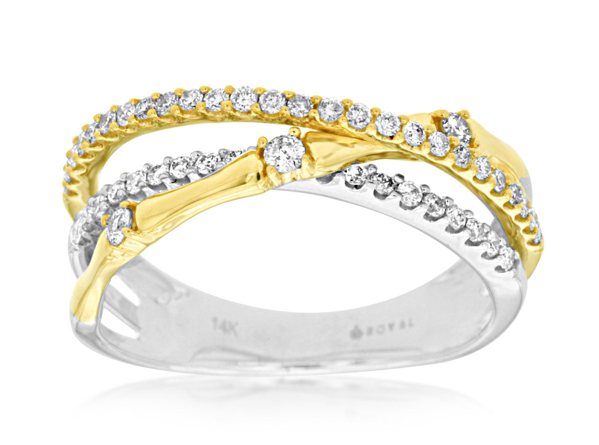 Two Tone Cross Band Ring