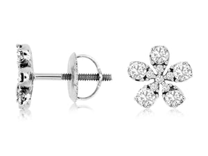 Flower Shape Diamond Stud Earrings