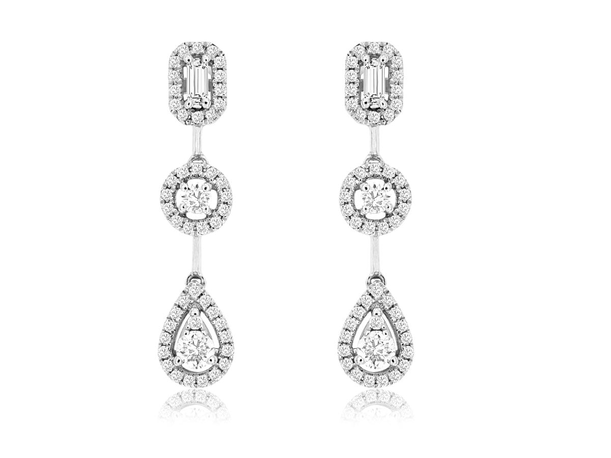 Tri-Shape Drop Diamond Earrings