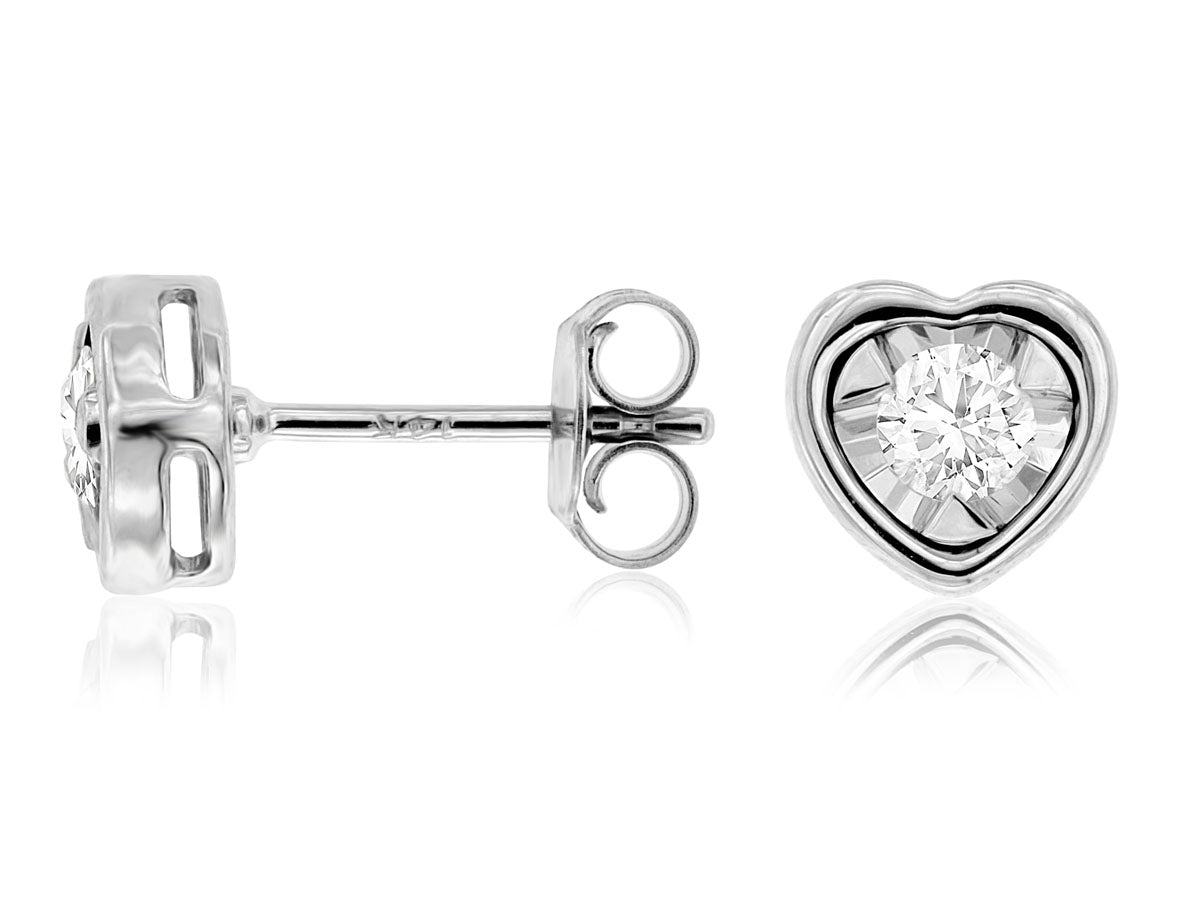 Heart Shape Diamond Stud Earrings