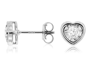Heart Shape Diamond Stud Earrings